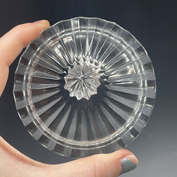 5 5/8" Vintage 20th C. Crystal Lidded Cylindrical Vanity Jar Container Decor - Picture 8 of 11